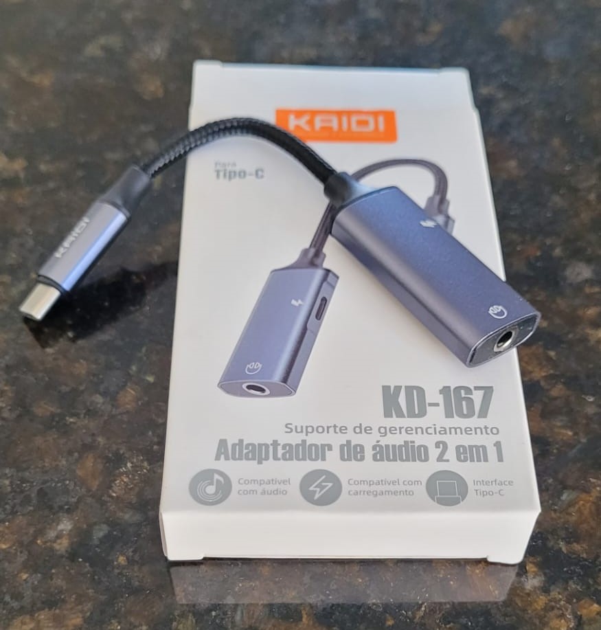 Adaptador de audio 2 em 1 Kaidi