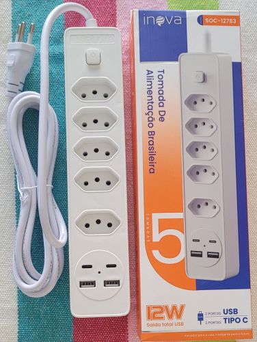 Filtro de Linha com Carregador para Celular