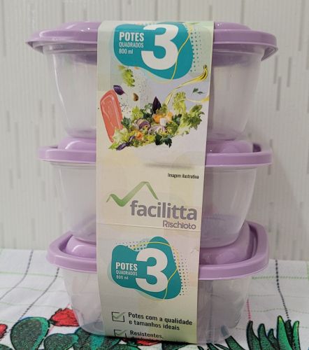 Pote Plástico 800ml (3 unidades)
